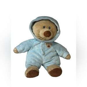 TY Pluffies TyLux Baby Bear Blue Teddy  Hooded Pajamas Pjs Lovey 11" Plush 2010